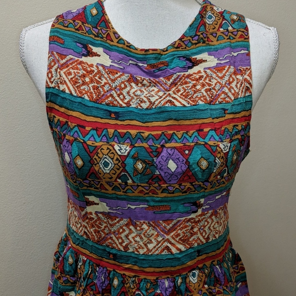 🔴MinkPink Crossed Aztec Purple Green Dress - Picture 2 of 7